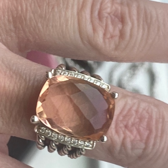 David Yurman Wheaton Morganite & Diamond Ring - Picture 13 of 14